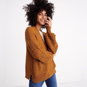 Madewell Bobble Cardigan Sweater in Antique Gold